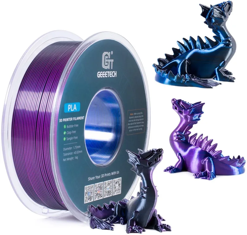 PLA Silk+ Tricolor 3D-Printer Filament – Blauw Zwart – 1.75mm – 1KG – Hoogglans Silk Effect by Geeetech in Purple – product photo