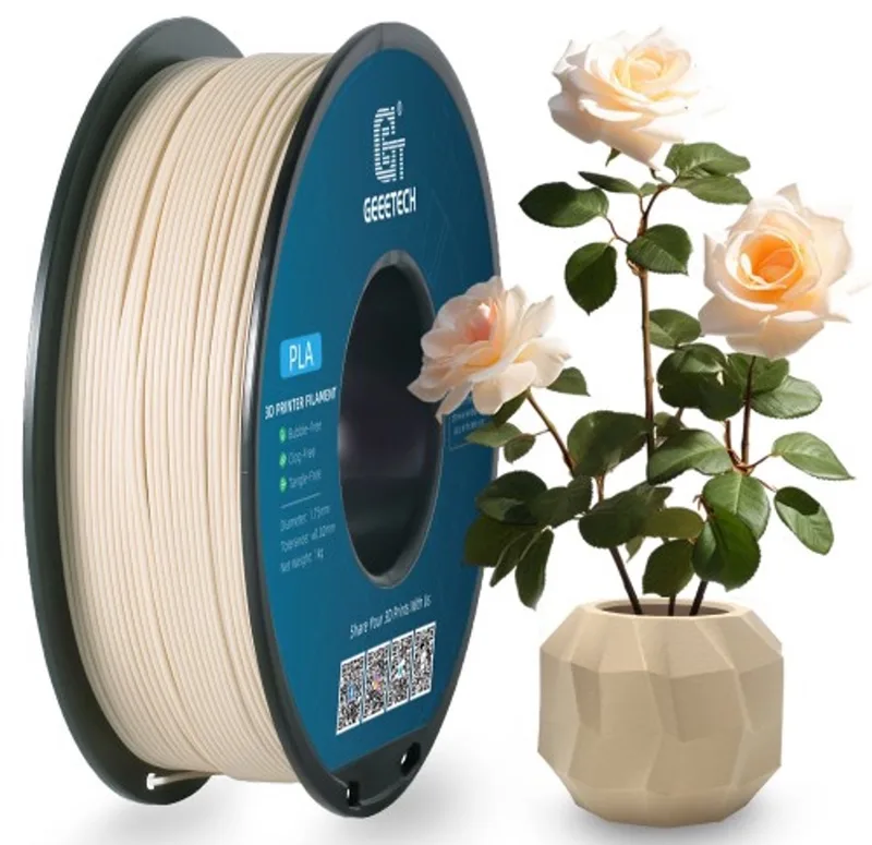 Wood PLA Filament 1KG Incl. Spoel – Houtkleur 1.75MM 3D Printer Filament van Geeetech in Beige – productfoto