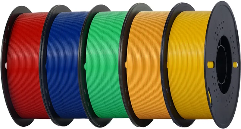 Kleurenassortiment PETG Filament 1,75 mm – 5 kg – 5 Rollen van 1 kg – Rood, Donkerblauw, Groen, Oranje & Geel – 3D Printer Filament van Kingroon in 5 kg – Rood, Donkerblauw, Groen, Oranje, Geel – productfoto