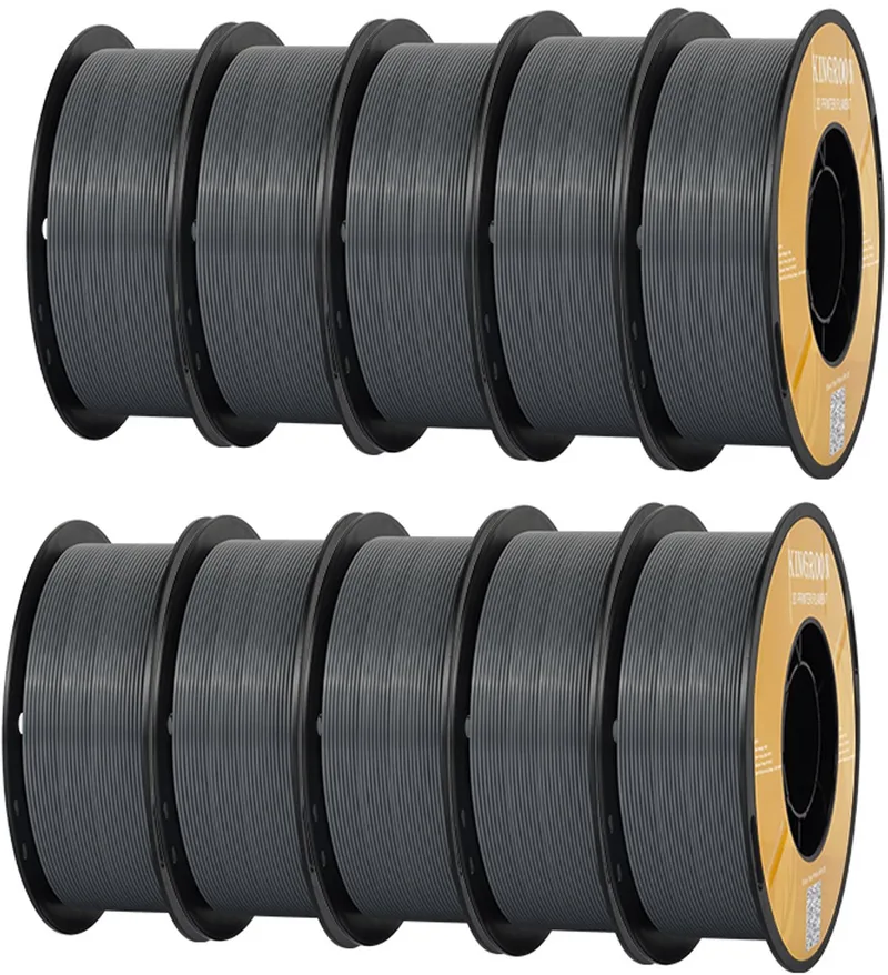 PETG Filament 1,75 mm 10 kg Grijs – 3D Printer Filament voor FDM/FFF 3D-Printers – Hoge Sterkte, Nauwkeurig en Eenvoudig te Printen van Kingroon in Grijs + 10 kg – productfoto