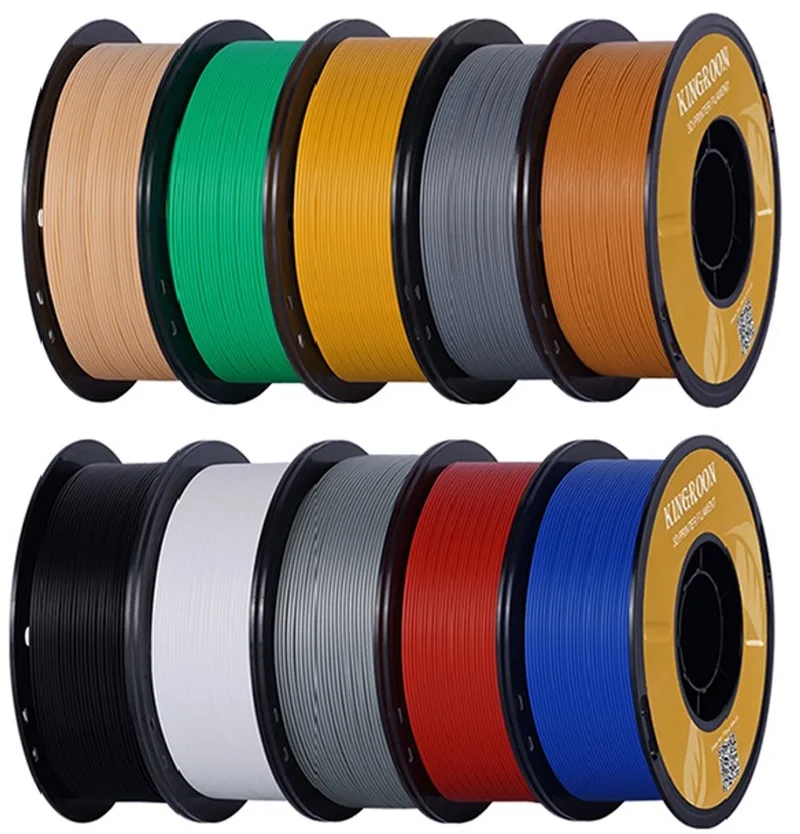 PLA 3D-Drucker Filament 1,75 mm – 10 kg – 10 Rollen van 1 kg – Mixkleuren – Hoogwaardig FDM/FFF 3D Printer Filament van Kingroon in PLA – 10 kg – Multicolor – productfoto