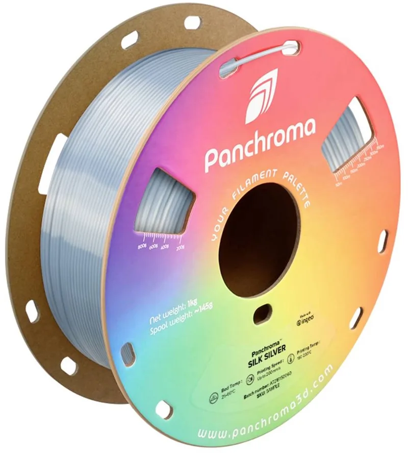 CA03018 Panchroma™ Silk Filament PLA kunststof Zijdeglans 1.75 mm 1000 g Silver, Zilver (glanzend) 1 stuk(s) van Polymaker in Kleurloos – productfoto