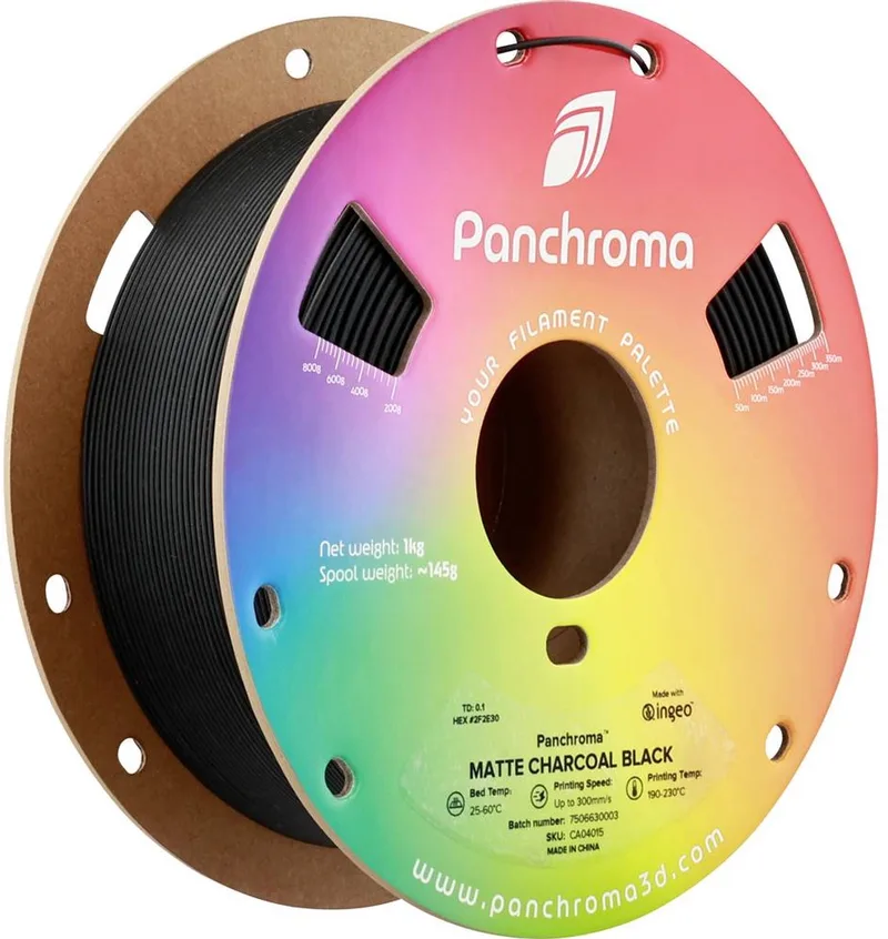 CA04015 Panchroma™ Matte Filament PLA kunststof Mat, Gering kunststofgehalte 1.75 mm 1000 g Charcoal Black, Z van Polymaker in Kleurloos – productfoto 1 van 2