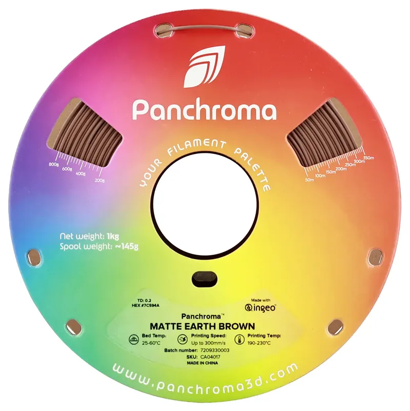 CA04017 Panchroma™ Matte Filament PLA kunststof Mat, Gering kunststofgehalte 1.75 mm 1000 g Earth Brown, Brui van Polymaker in Kleurloos – productfoto 2 van 2
