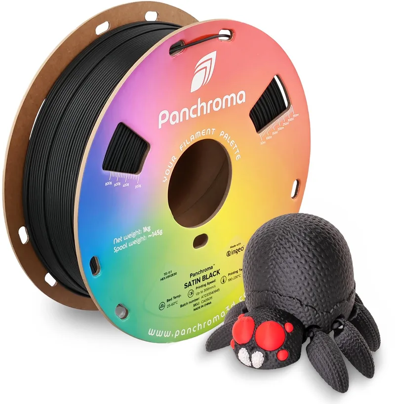 CA05011 Panchroma™ Satin Filament PLA kunststof Gesatineerd, Hoge stijfheid 1.75 mm 1000 g Zwart 1 stuk(s) van Polymaker in Kleurloos – productfoto 1 van 2