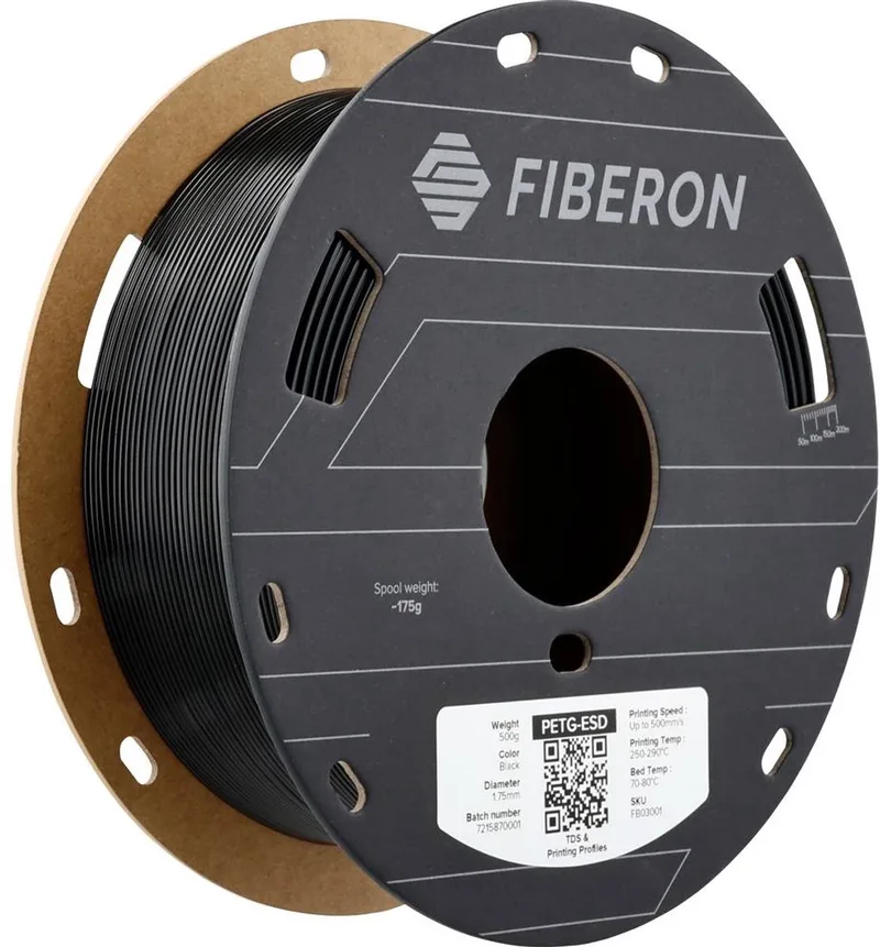 FB03001 Fiberon™ PETG-ESD Filament PETG ESD ESD-veilig 1.75 mm 500 g Zwart 1 stuk(s) van Polymaker in Kleurloos – productfoto 1 van 2