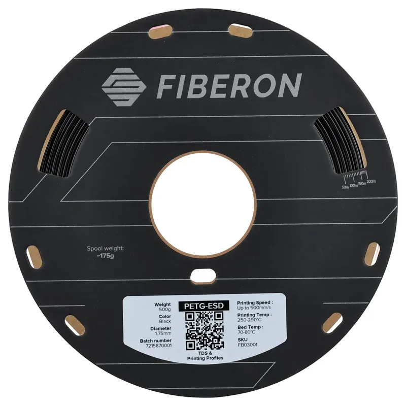 FB03001 Fiberon™ PETG-ESD Filament PETG ESD ESD-veilig 1.75 mm 500 g Zwart 1 stuk(s) van Polymaker in Kleurloos – productfoto 2 van 2