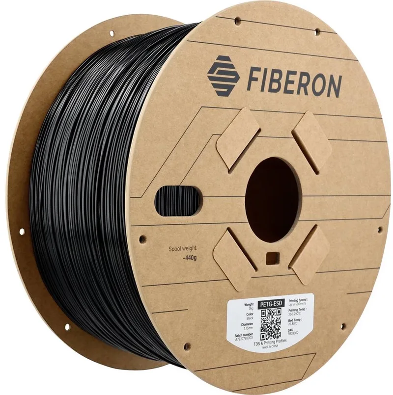 FB03002 Fiberon™ PETG-ESD Filament PETG ESD ESD-veilig 1.75 mm 3000 g Zwart 1 stuk(s) van Polymaker in Kleurloos – productfoto 1 van 2