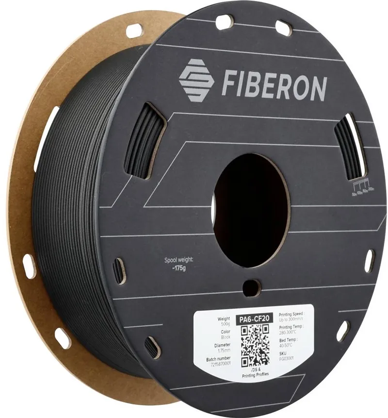 FG03001 Fiberon™ PA6-CF20 Filament PA6-CF Koolstofvezelversterkt, Hittebestendig, Niet-trekkend 1.75 mm 500 g van Polymaker in Kleurloos – productfoto 1 van 2