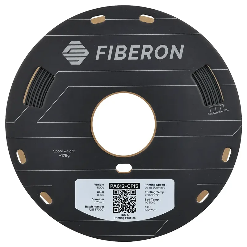 FG07001 Fiberon™ PA612-CF15 Filament PA612-CF Koolstofvezelversterkt 1.75 mm 500 g Zwart 1 stuk(s) van Polymaker in Kleurloos – productfoto 2 van 2