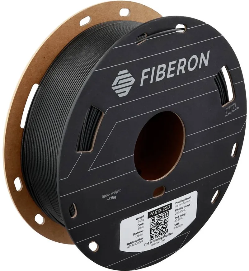 FG08001 Fiberon Filament PA612-ESD ESD-veilig, Warmtebestendig 1.75 mm 500 g Zwart 1 stuk(s) von Polymaker in Kleurloos – Produktfoto