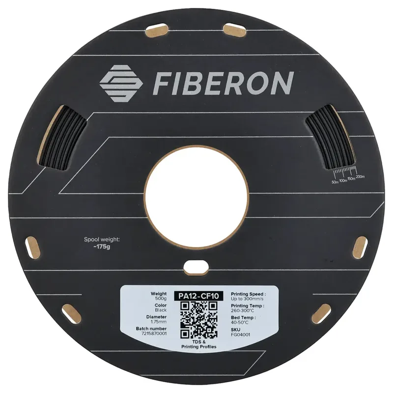 Fiberon™ Pa12-cf10 1.75 Mm 0.5kg Filament Zilver van Polymaker in Zwart – productfoto 2 van 2
