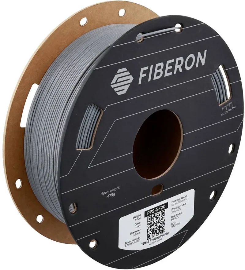FM02001 Fiberon PPS-GF20 Filament PPS-GF Glasvezelversterkt, Hittebestendig, Vlamvertragend 1.75 mm 500 g Gri fra Polymaker, Kleurloos – produktbillede