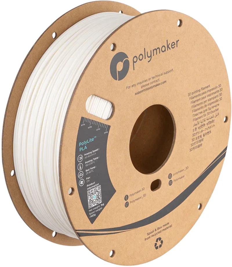 PA02002 PolyLite Filament PLA kunststof 1.75 mm 1000 g Wit 1 stuk(s) van Polymaker in Kleurloos – productfoto 1 van 2