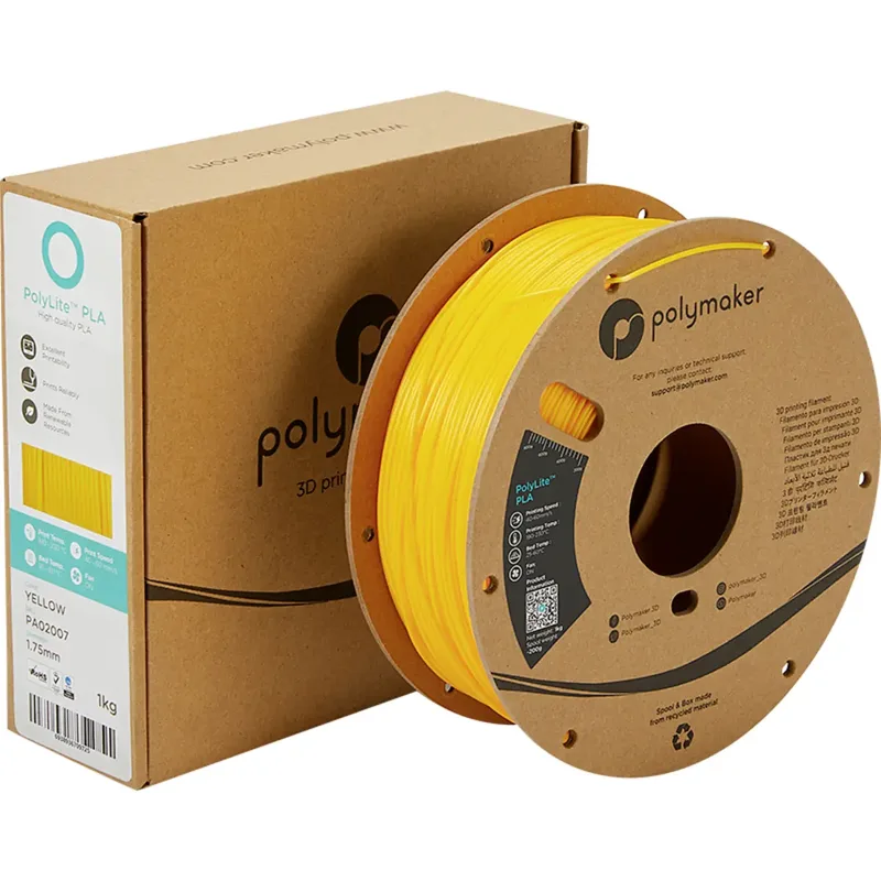 PA02007 PolyLite Filament PLA kunststof 1.75 mm 1000 g Geel 1 stuk(s) van Polymaker in Kleurloos – productfoto 2 van 2