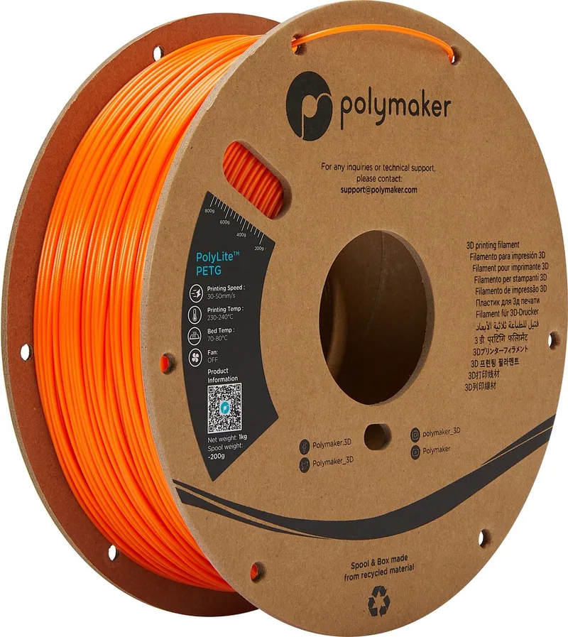 PA02008 PolyLite Filament PLA kunststof 1.75 mm 1000 g Oranje 1 stuk(s) van Polymaker in Kleurloos – productfoto 1 van 2