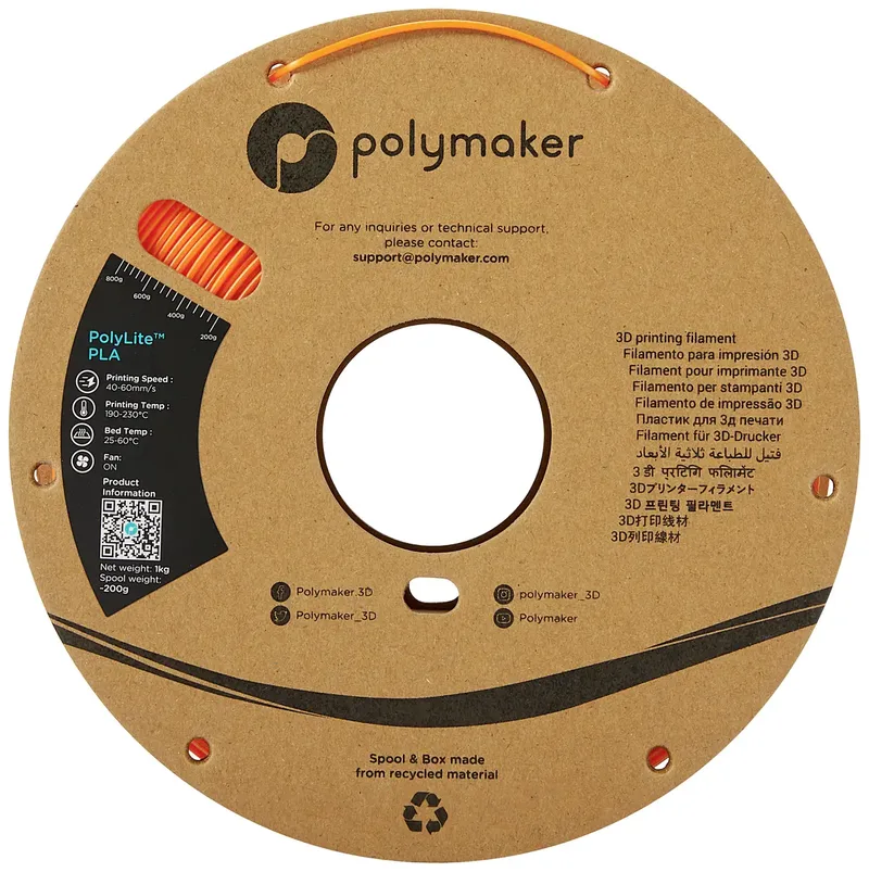 PA02008 PolyLite Filament PLA kunststof 1.75 mm 1000 g Oranje 1 stuk(s) van Polymaker in Kleurloos – productfoto 2 van 2