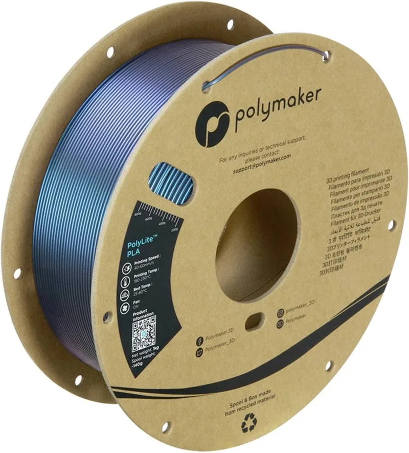 PA02088 Starlight Filament PLA kunststof Meerkleurig, Kleurverandering 1.75 mm 1000 g Starlight Twilight Poly van Polymaker in Kleurloos – productfoto