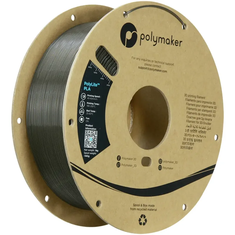 PA02095 PA02095 Filament PLA hohe Steifigkeit, hohe Zugfestigkeit 1.75 mm 1000 g Dunkelgraugrün PolyLite™ 1 St. von Polymaker – Produktfoto