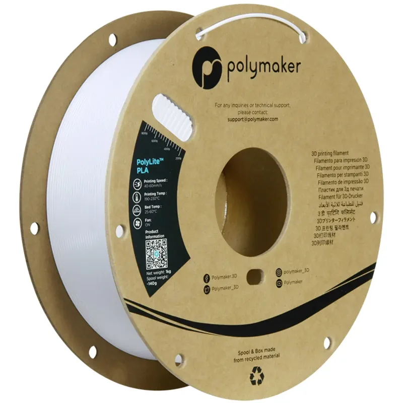 PA02096 PA02096 Filament PLA hohe Steifigkeit, hohe Zugfestigkeit 1.75 mm 1000 g Kaltweiß PolyLite™ 1 St. von Polymaker – Produktfoto