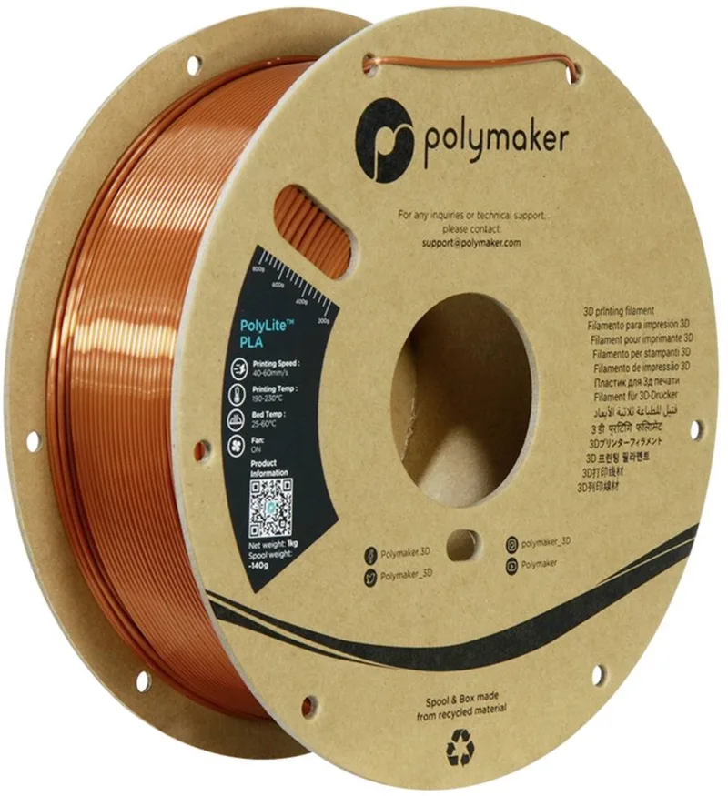 PA03003 Silk Filament PLA zijdeglans Zijdeglans 1.75 mm 1000 g PolyLite™ 1 stuk(s) från Polymaker, Brons – produktbild