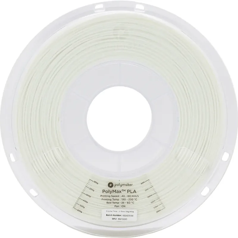 PA06002 PolyMAX Tough Filament PLA kunststof Hoge stijfheid, Hoge treksterkte, Slagvast 1.75 mm 750 g Wit 1 s van Polymaker in Kleurloos – productfoto 3 van 3