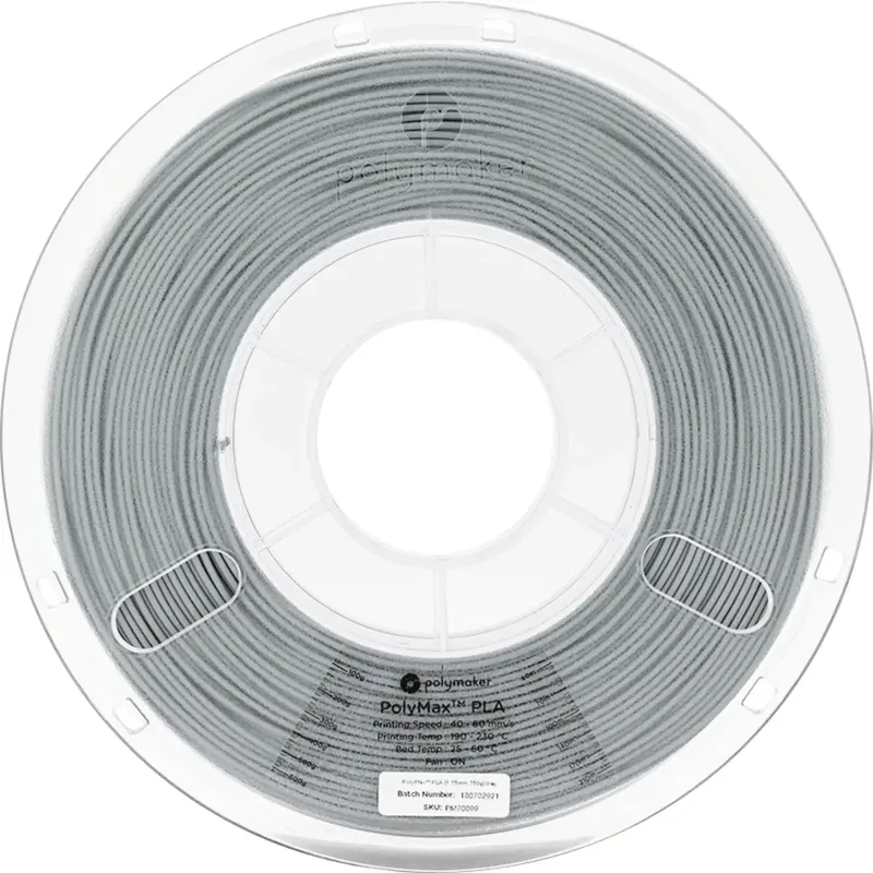 PA06003 PolyMAX Tough Filament PLA kunststof Hoge stijfheid, Hoge treksterkte, Slagvast 1.75 mm 750 g Grijs 1 van Polymaker in Kleurloos – productfoto 2 van 2