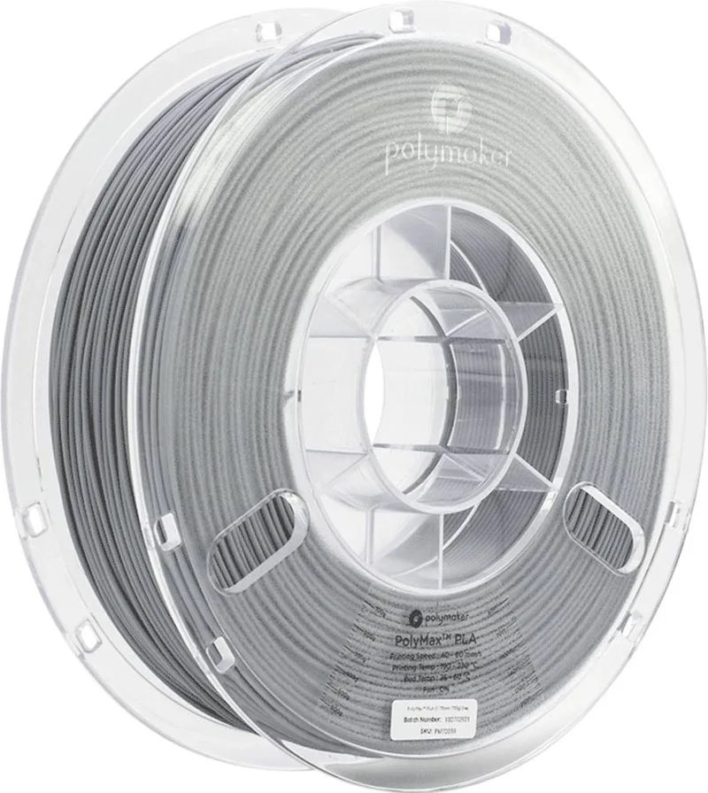 PA06003 PolyMAX Tough Filament PLA kunststof Hoge stijfheid, Hoge treksterkte, Slagvast 1.75 mm 750 g Grijs 1 van Polymaker in Kleurloos – productfoto 1 van 2