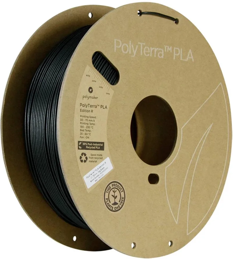 PA11001 Filament PLA kunststof, PLA mat Mat, Gerecycled PLA 1.75 mm 1000 g Zwart PolyTerra™ Edition-R 1 stuk( van Polymaker in Kleurloos – productfoto 1 van 2