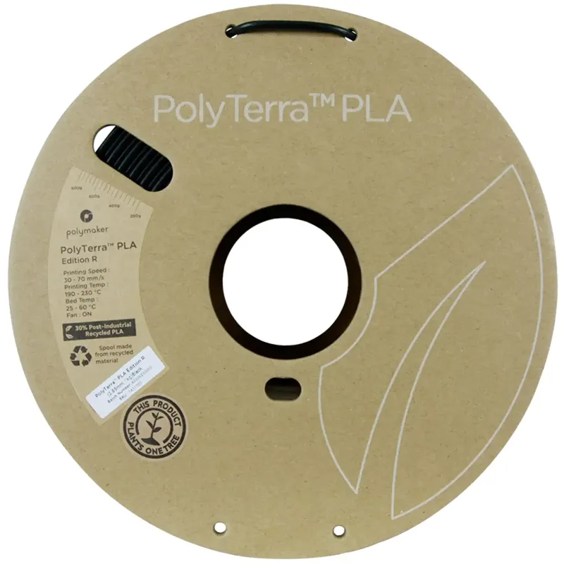 PA11002 Filament PLA kunststof, PLA mat Mat, Gerecycled PLA 2.85 mm 1000 g Zwart PolyTerra™ Edition-R 1 stuk( van Polymaker in Kleurloos – productfoto 2 van 2