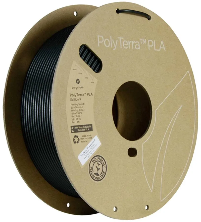 PA11002 Filament PLA kunststof, PLA mat Mat, Gerecycled PLA 2.85 mm 1000 g Zwart PolyTerra™ Edition-R 1 stuk( van Polymaker in Kleurloos – productfoto 1 van 2