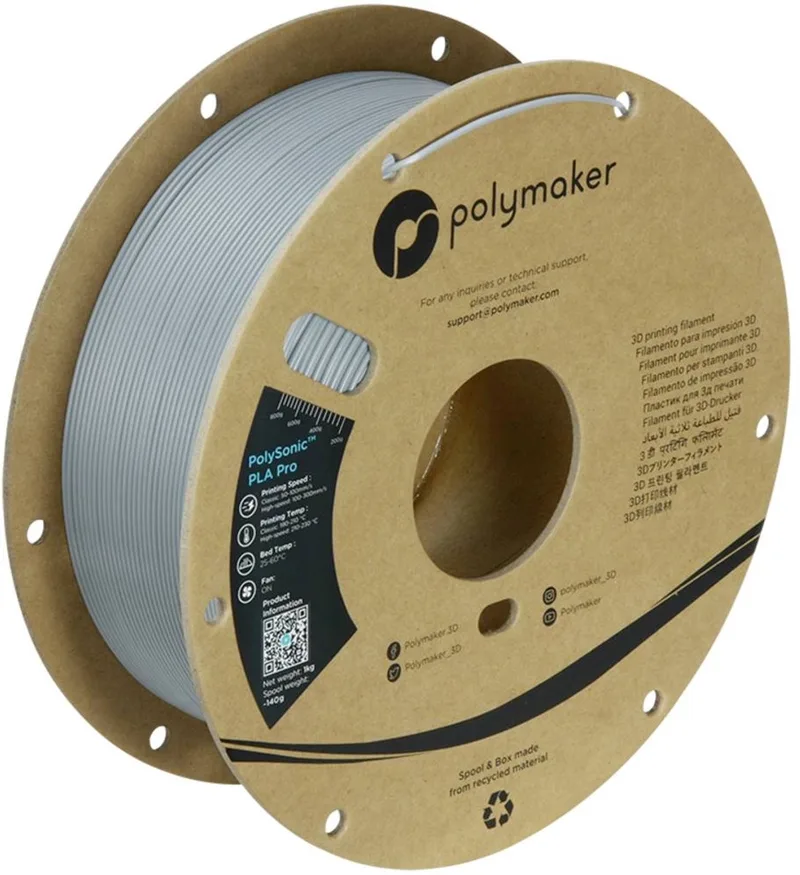 PA13003 Filament PLA+ Highspeed filament, Slagvast 1.75 mm 1000 g Grijs PolySonic™ 1 stuk(s) de Polymaker en Kleurloos – photo produit 1 sur 2