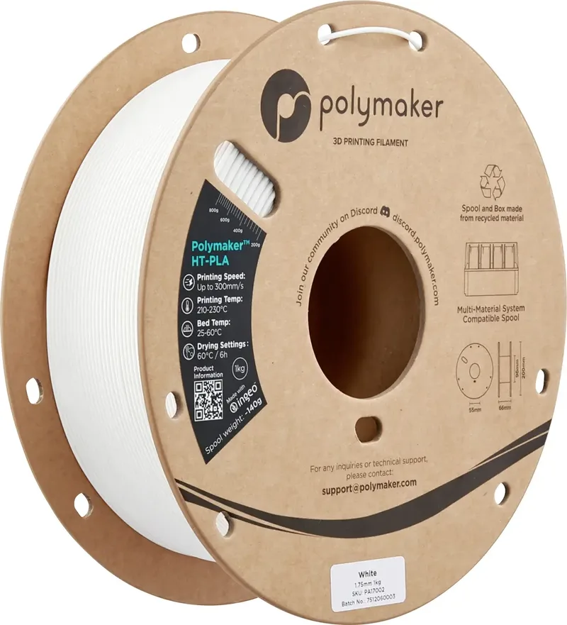 PA17002 HT-PLA Filament PLA, HT-PLA Hochtemperaturbeständig, Highspeed Filament 1.75 mm 1000 g Weiß 1 St. von Polymaker – Produktfoto