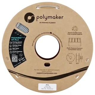 PA17003 HT-PLA Filament PLA kunststof, HT-PLA Warmtebestendig, Highspeed filament 1.75 mm 1000 g Grijs 1 stuk van Polymaker in Kleurloos – productfoto 2 van 2