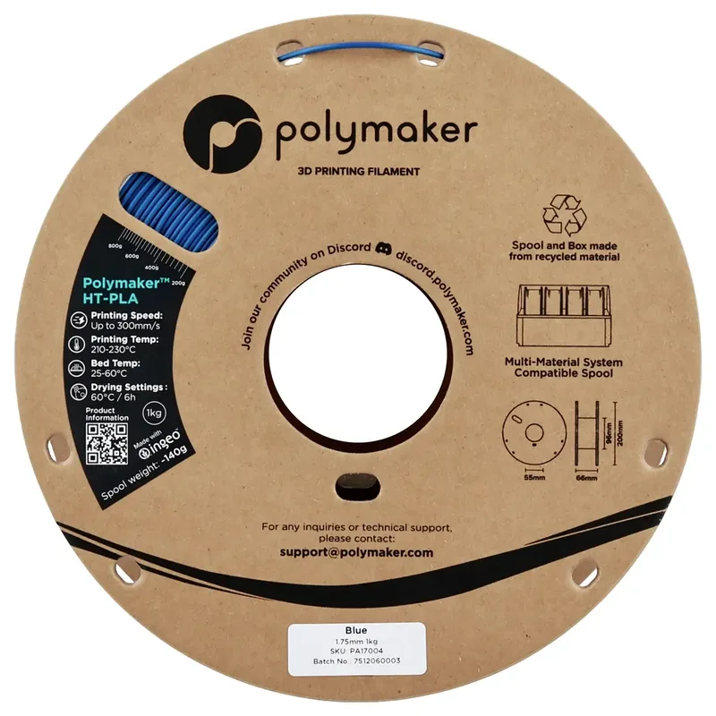 PA17004 HT-PLA Filament PLA kunststof, HT-PLA Warmtebestendig, Highspeed filament 1.75 mm 1000 g Blue, Blauw van Polymaker in Kleurloos – productfoto 2 van 2