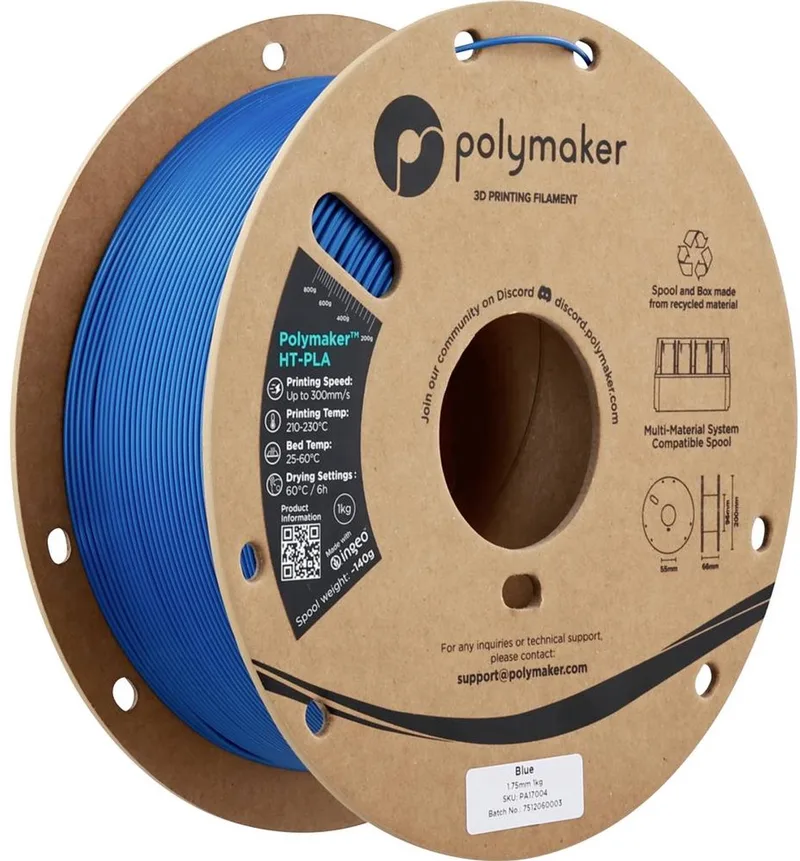 PA17004 HT-PLA Filament PLA kunststof, HT-PLA Warmtebestendig, Highspeed filament 1.75 mm 1000 g Blue, Blauw van Polymaker in Kleurloos – productfoto 1 van 2