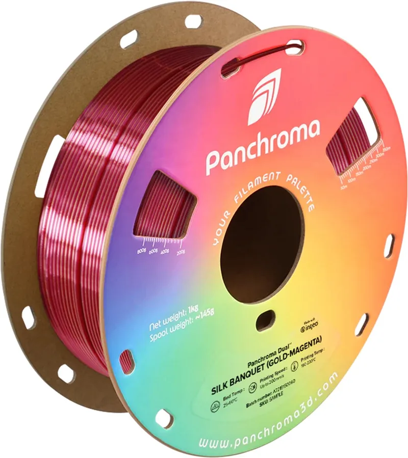Panchroma Dual Silk Banquet PLA 3D filament 1,75mm 1kg van Polymaker in Goud Magenta – productfoto