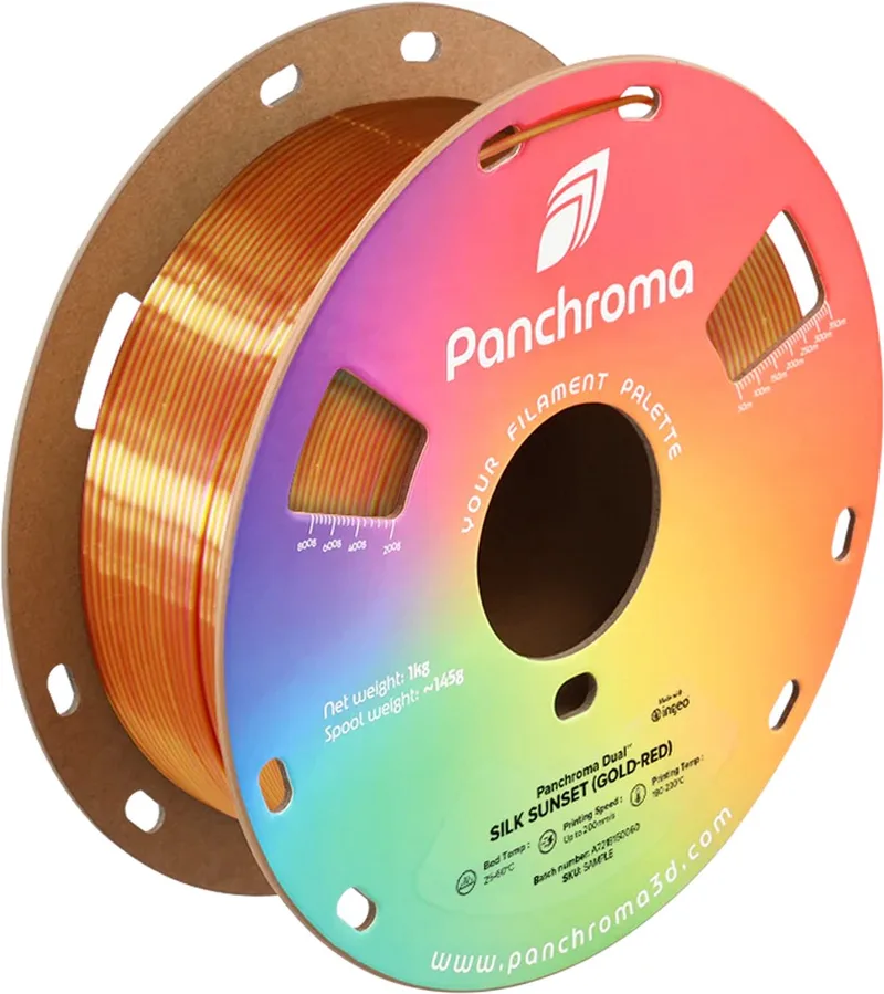 Panchroma Dual Silk Sunset PLA 3D filament 1,75mm 1kg från Polymaker, Goud Rood – produktbild