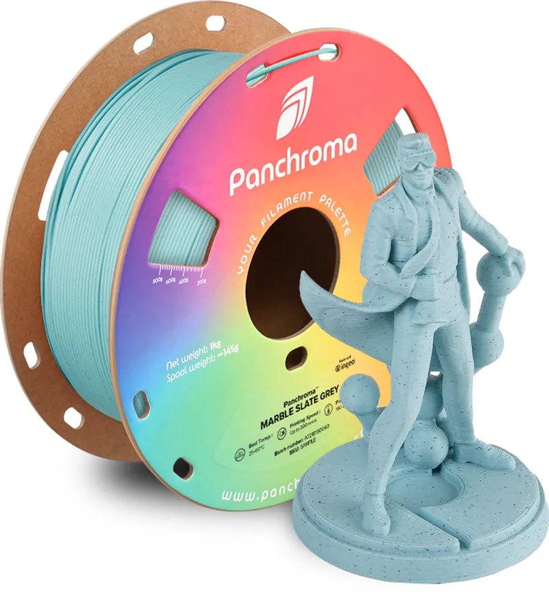 Panchroma Marble marmer PLA Slate Grey 3D filament 1.75mm 1kg van Polymaker – productfoto 1 van 2