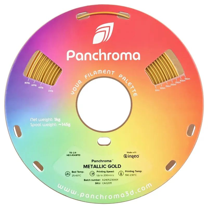 Panchroma Metallic GOLD PLA 3D filament 1,75mm 1kg van Polymaker in Goud – productfoto 2 van 2