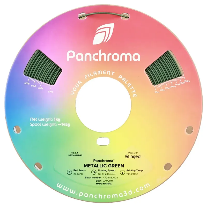 Panchroma PLA 3D filament 1,75mm 1kg van Polymaker in Metallic Groen – productfoto 2 van 2