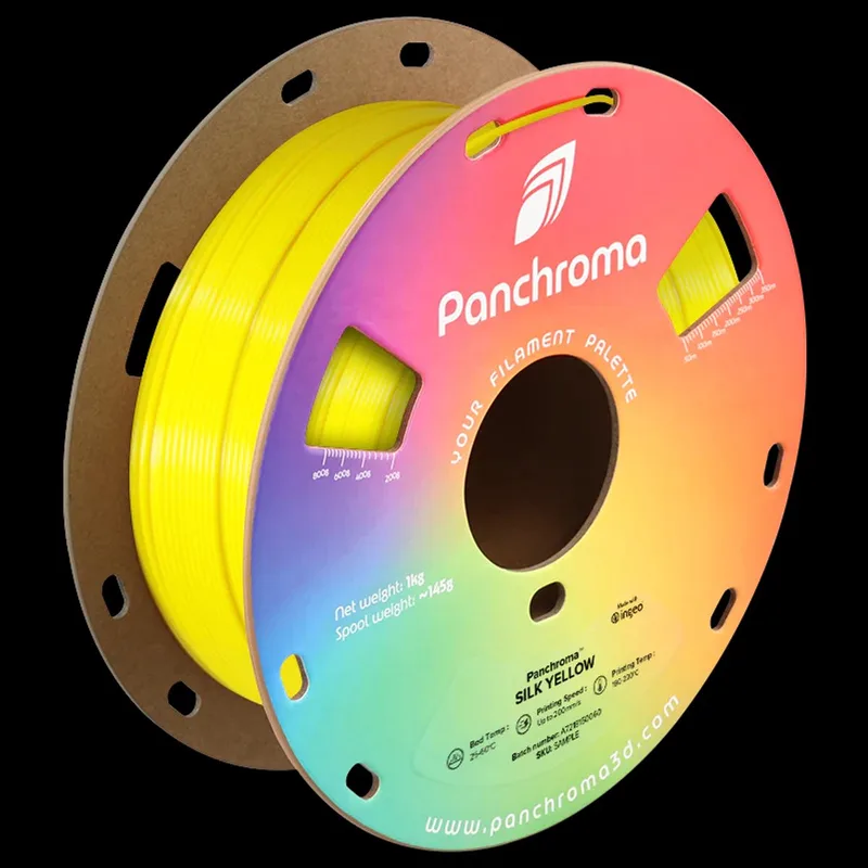 Panchroma Silk PLA 3D filament 1,75mm 1kg van Polymaker in Geel – productfoto