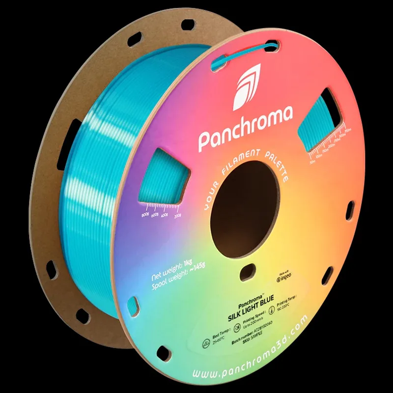 Panchroma Silk PLA 3D filament 1,75mm 1kg van Polymaker in Licht Blauw – productfoto