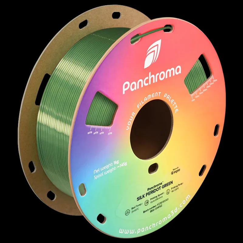 Panchroma Silk PLA 3D filament 1,75mm 1kg van Polymaker in Peridot Groen – productfoto