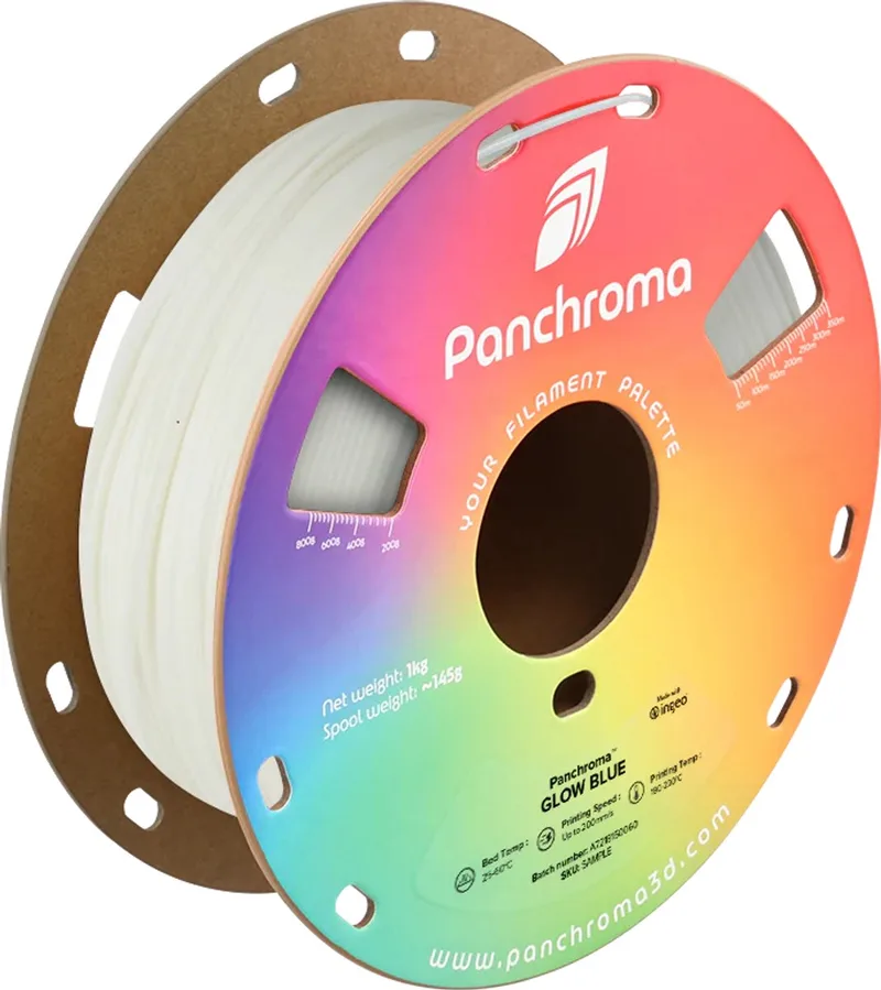 Panchroma™ Glow (in the Dark) 3D-Filament PLA, 1.75 mm 1kg de Polymaker en Bleu – photo produit