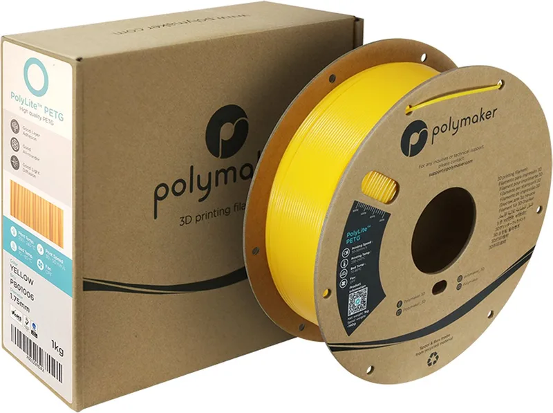 PolyLite PETG Gelb 1.75 mm 1000 g von Polymaker in Kleurloos – Produktfoto