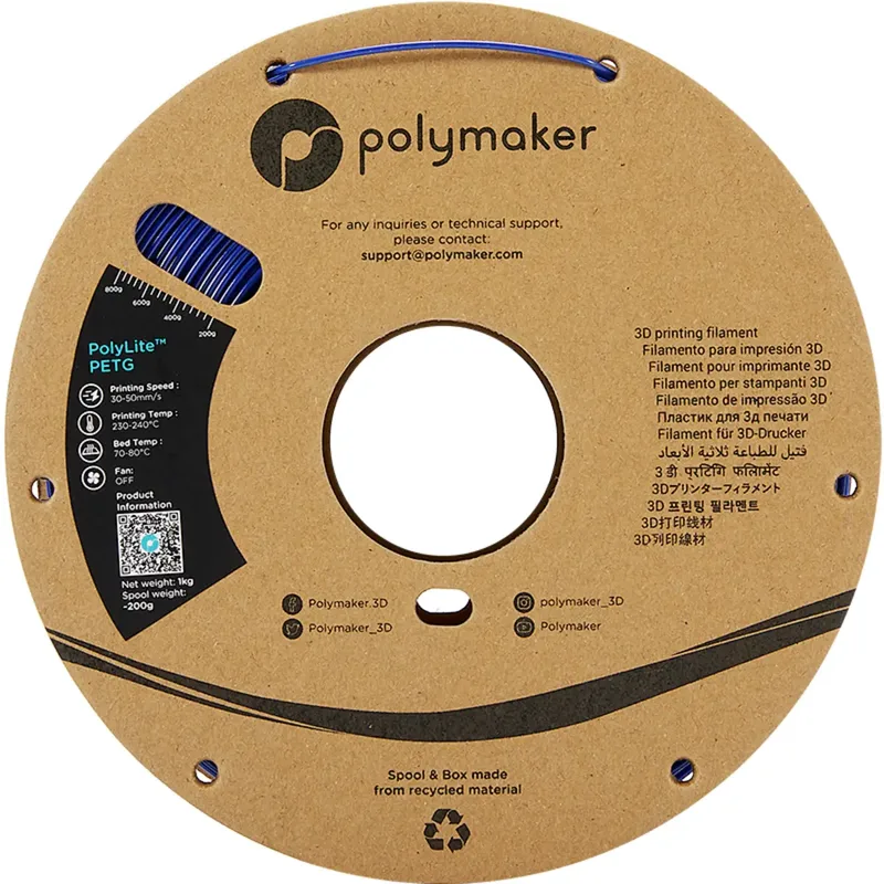 PB01007 PolyLite Filament PETG Hittebestendig, Hoge treksterkte 1.75 mm 1000 g Blauw 1 stuk(s) van Polymaker in Kleurloos – productfoto 2 van 2
