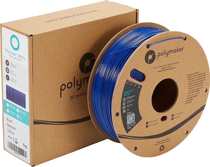 PB01007 PolyLite Filament PETG Hittebestendig, Hoge treksterkte 1.75 mm 1000 g Blauw 1 stuk(s) van Polymaker in Kleurloos – productfoto 1 van 2