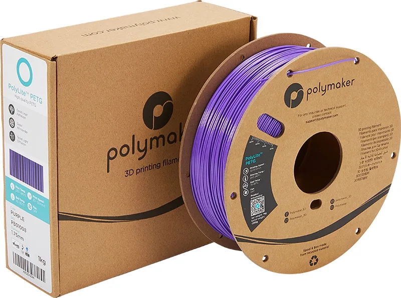 PB01008 PolyLite Filament PETG Hittebestendig, Hoge treksterkte 1.75 mm 1000 g Paars 1 stuk(s) de Polymaker en Kleurloos – photo produit