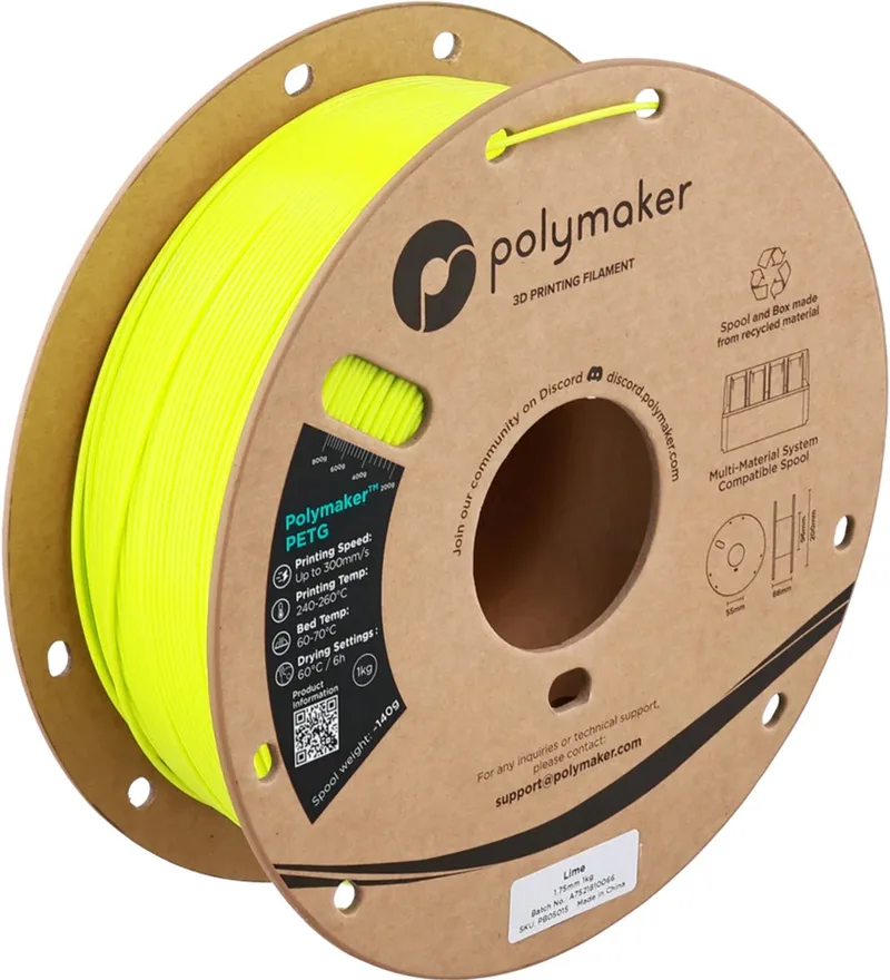 PB01010 PolyLite Filament PETG, Hoge treksterkte 1.75 mm 1000 g 1 rol von Polymaker in Lime Green – Produktfoto
